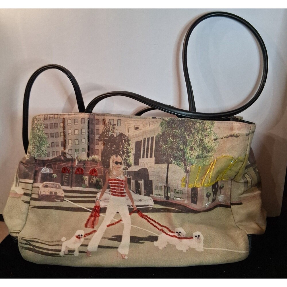 Paradox Bag Purse Girl Walking Dogs City Tote